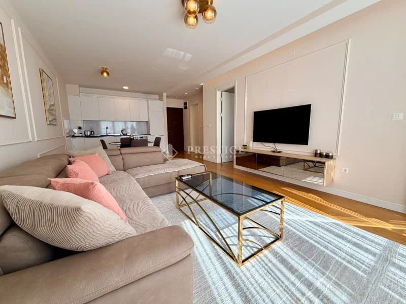 Luxury furnished one-bedroom apartment for rent, 58m², in the Linea Building, near Atlas Capital Center.