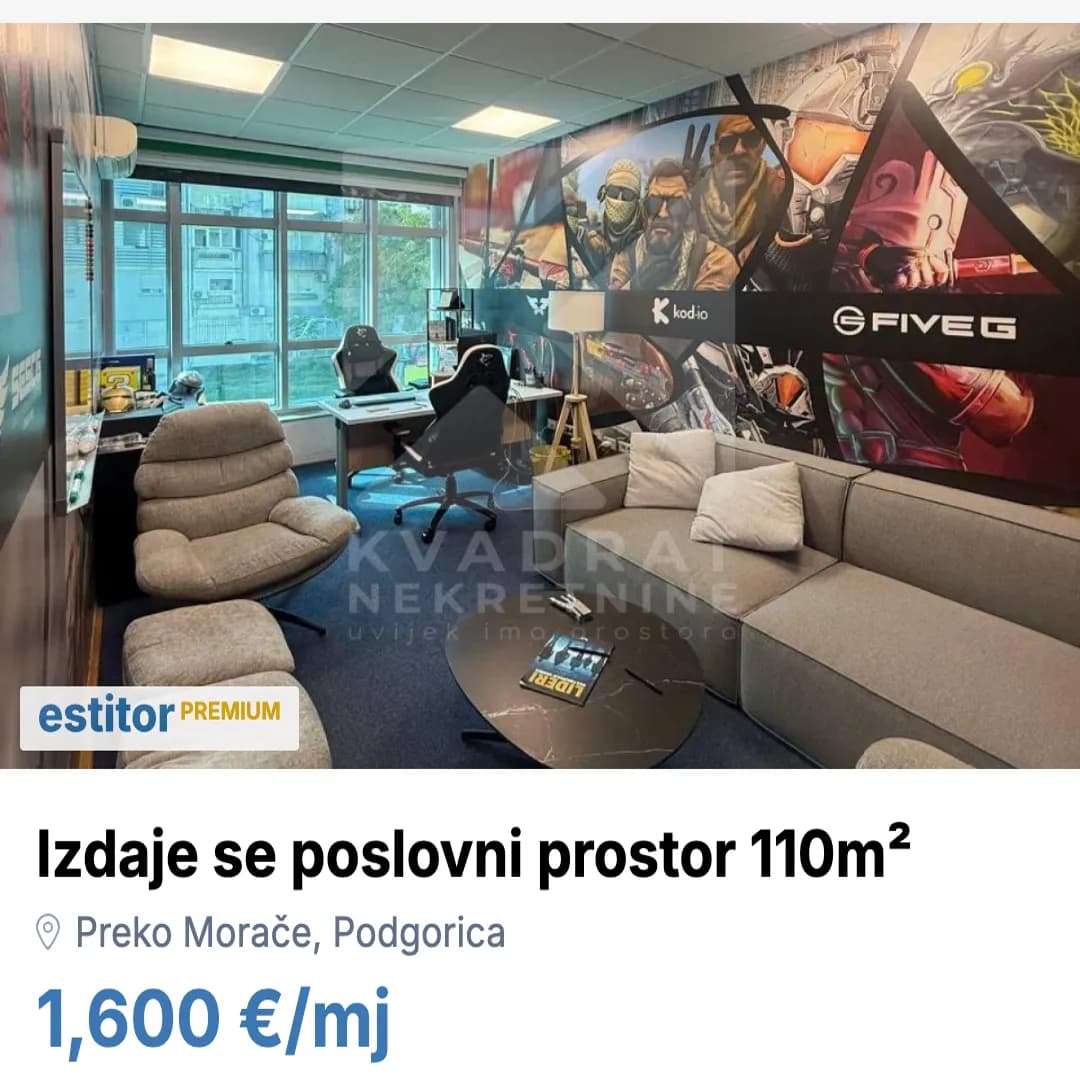 Izdavanje, poslovni prostor, 110m², Preko Morače, Podgorica