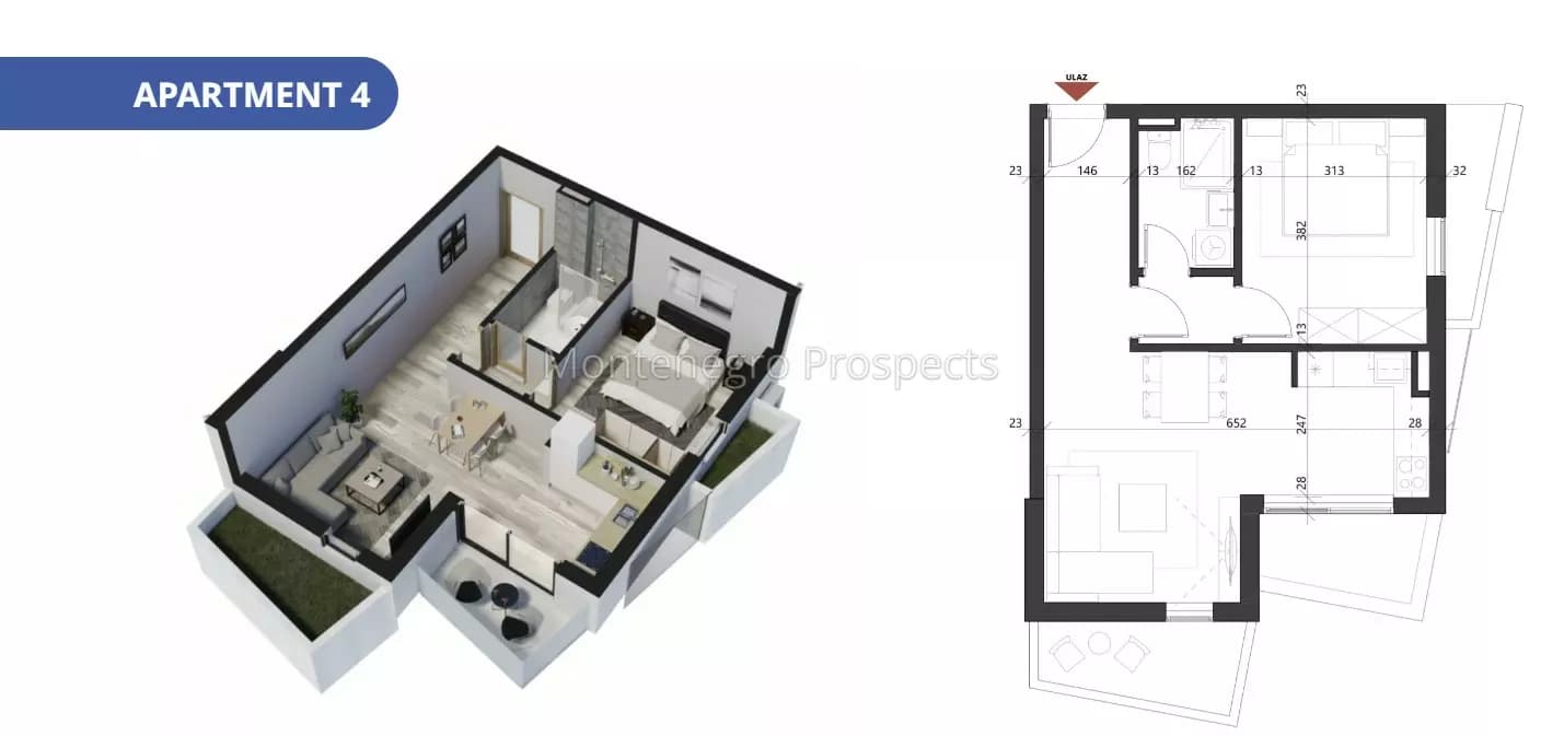 Novi kompleks u izgradnji sa jednosobnim stanovima i bazenom u Petrovcu
