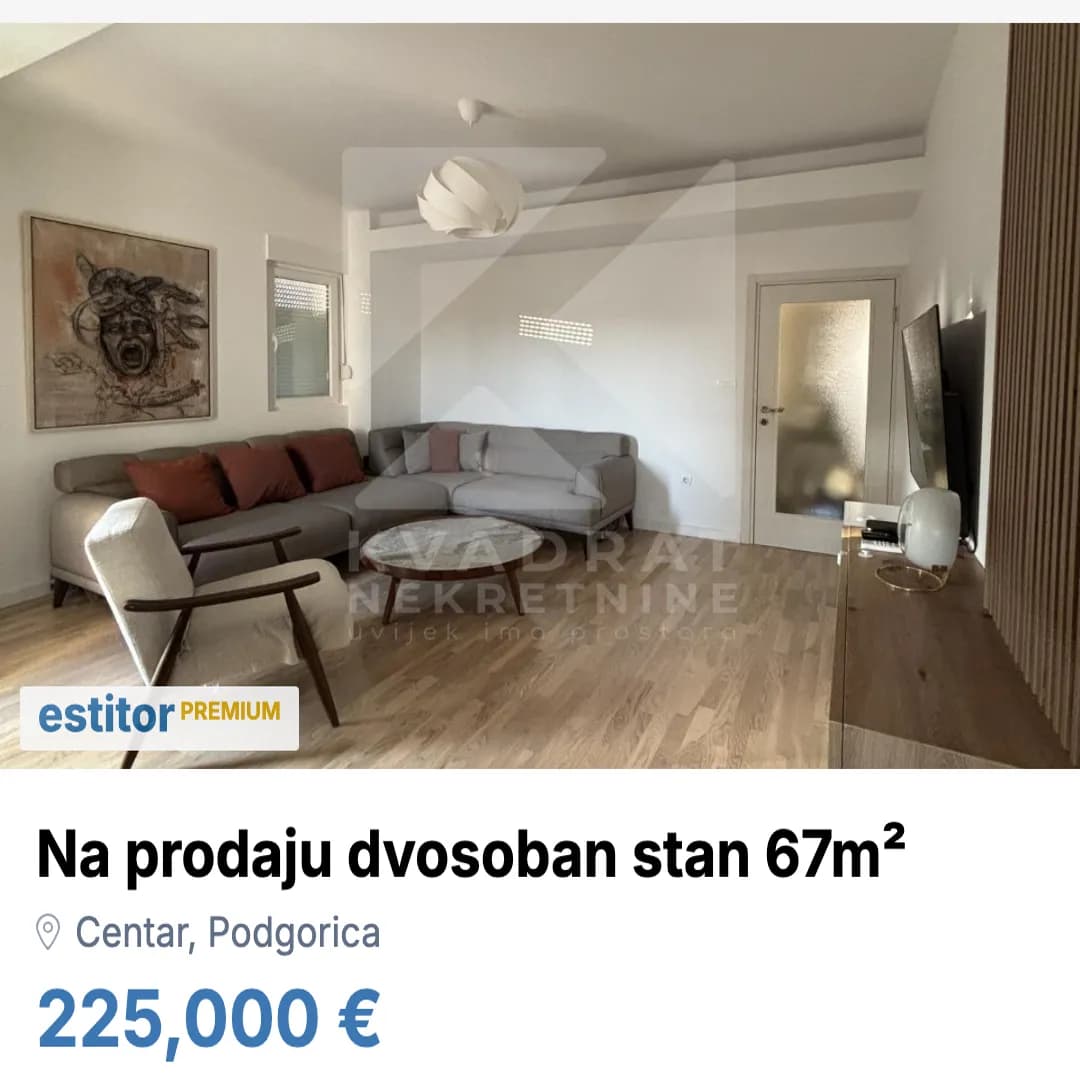 Prodaja, dvosoban stan, 67m², Centar, Podgorica