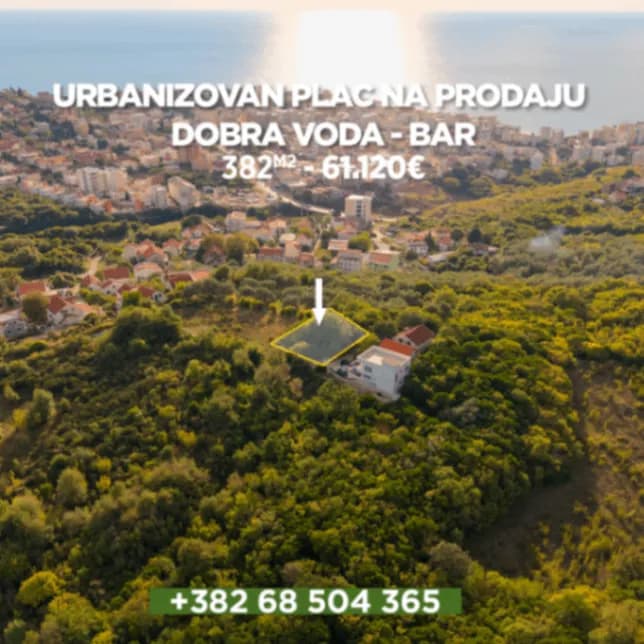 Prodaje se urbanizovan plac sa pogledom na more na Velikom Pijesku