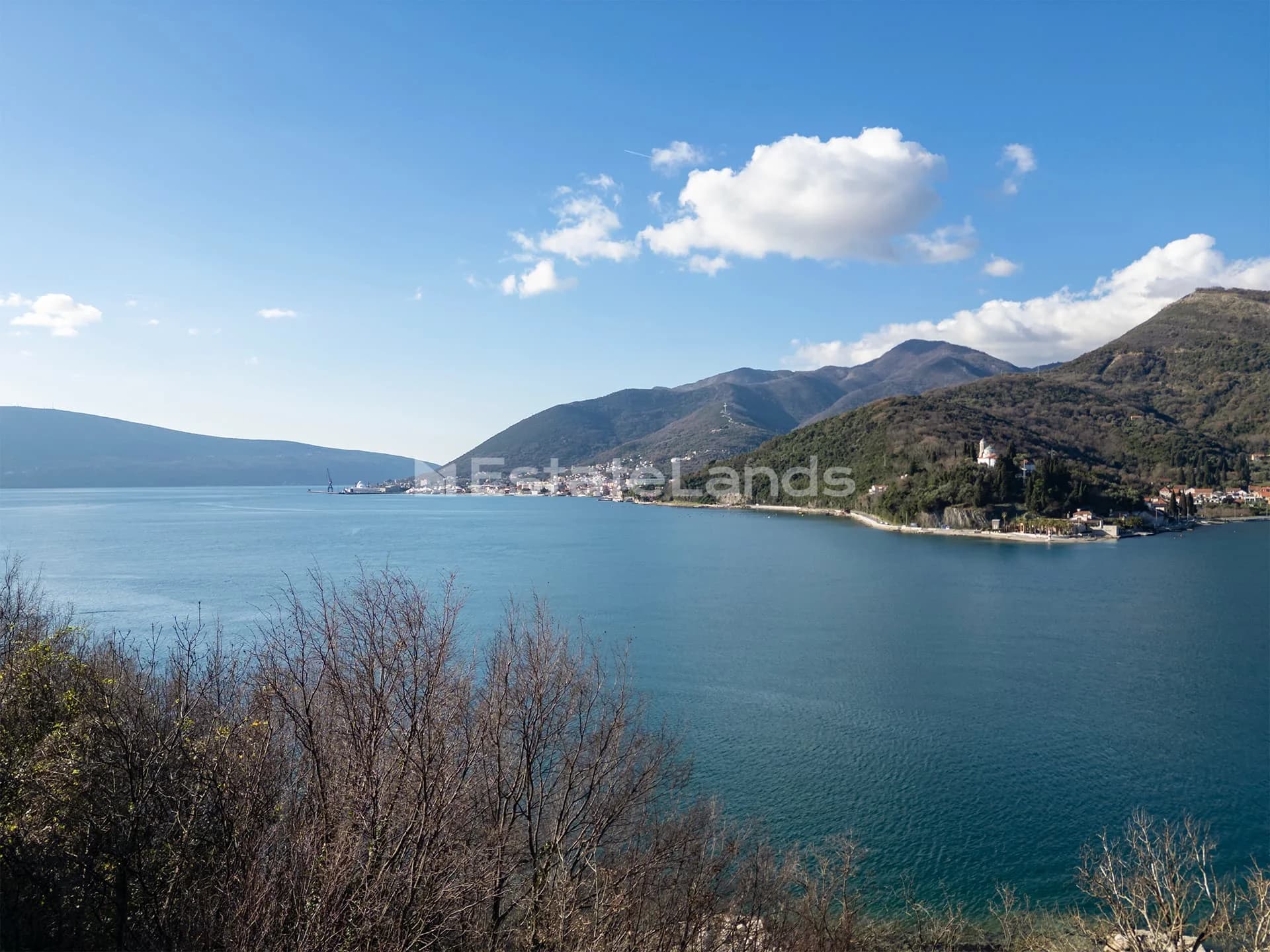 Urbanized plot on the first line, just 30 m from the sea, with an incredible view of Boka Bay and the Verige Strait, surrounded by nature and greenery
